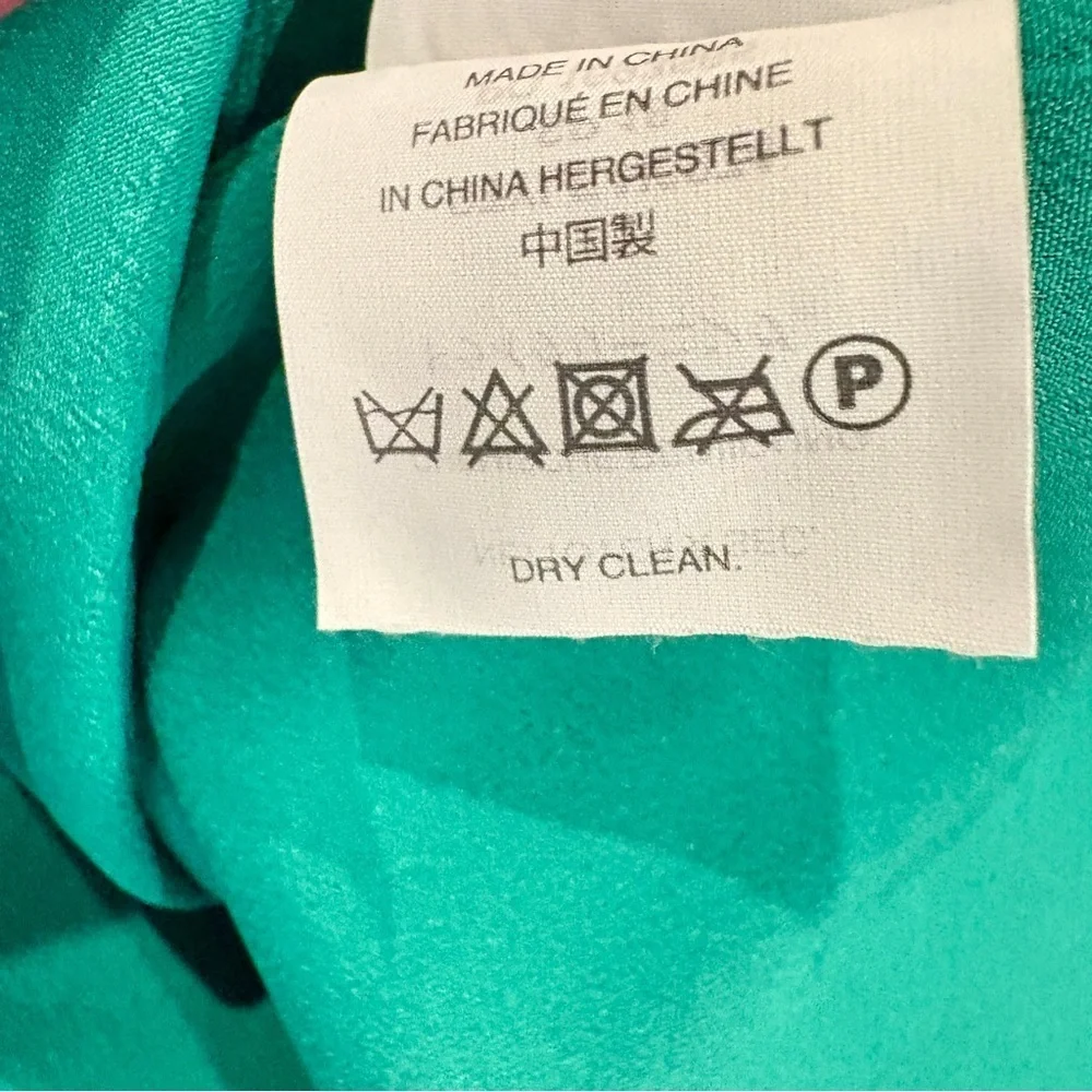 J. Crew Vibrant Green Textured Silk Blouse Size 14